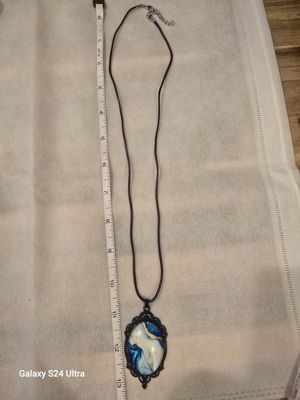 Handcrafted Blue & White Resin Pendant Necklace - Women Jewelry